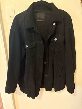 Zara Black Corduroy Button-Up Jacket